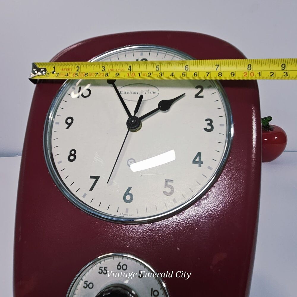Vtg RZK Kitchen Red Wall Clock & Timer MCM- Needs New analog Clock/Timer Works - Picture 9 of 12